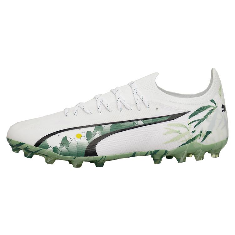 Puma Ultra Ultimate Panda Color MG (Rubber Short Stud) Artificial Turf Durable Lightweight Soccer Shoes Unisex Soccer Shoes White Green 108104-01 42
