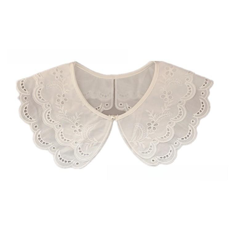Ethnic Style Polyester Floral Lace Collar With Tie For Women Winter Accessory