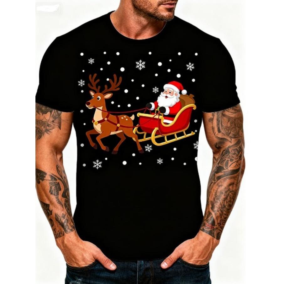 

Мужская повседневная футболка с 3D-принтом «Рождественская елка», свободного кроя, с круглым вырезом и короткими рукавами S