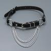 Platinum Plated Link Chain PU Leather Choker Women's High Quality Sexy Punk Goth Jewelry Club Buckle
