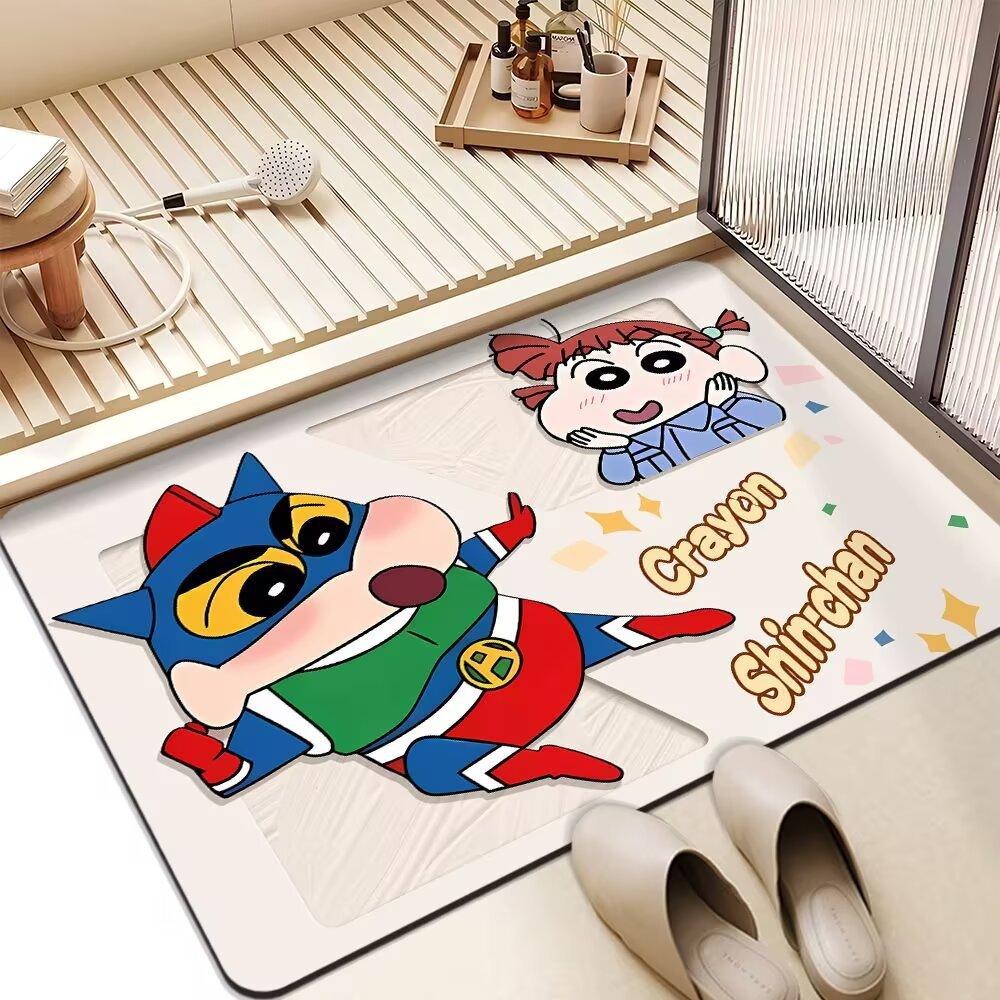 Crayon Small New Liugong Grid Floor Mat, Door Carpet, Diatom Mud Bathroom, Bathroom, Water-Absorbing And Dirt-Resistant Quick-Drying Floor Mat
