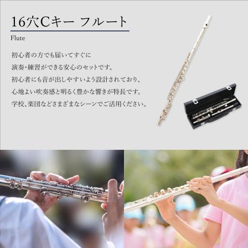 Beginner's Flute Set, Cupronickel, for Students and Beginners, 16-Hole, C Key, Practice Set, Includes Instructions for Playing the Flute (Japanese)