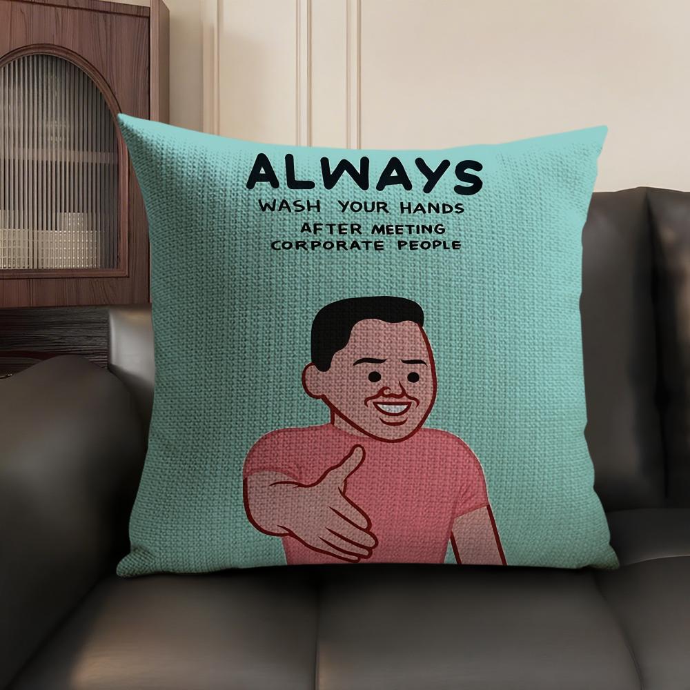 Art J-Joan C-Cornella Cushion Cover Natural Linen Organic Fabric Double-Sided Printing Sofa Home Decor Gift Pillow Case