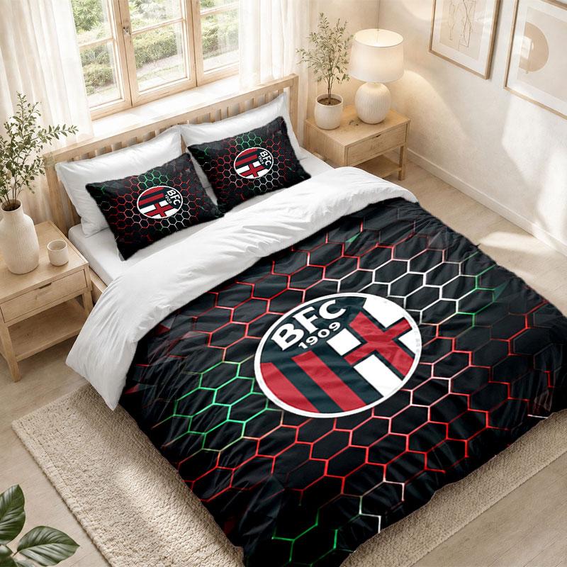 Bedding Set 1 Duvet Cover 2 Pillowcases Bologna FC Print Bedroom Home Decoration