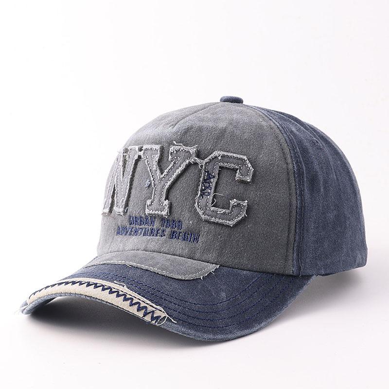 European and American new men's and women's outdoor curved brim baseball cap retro letter NYC sticker personalized cap