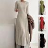 Damen Herbst Winter Strickkleid Langarm Pullover Top