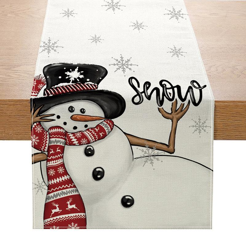 Amazon Weihnachts-Tischläufer Leinen Druck Festlich Küchentisch Tischdecke Wohnzimmer Tischdecke