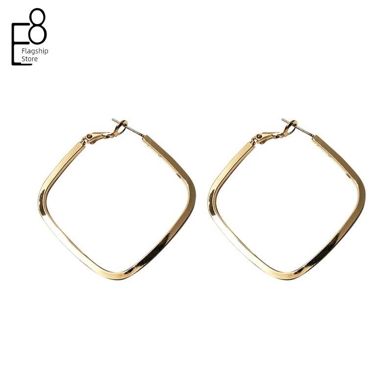 S925 Sterling Silver Simple 2026 New Style Square Hoop Earrings Exaggerated Large Earrings European and American Style Ear Studs