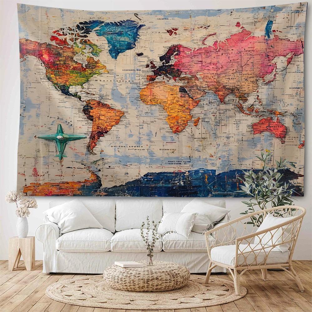 Vintage nautische wereldkaart achtergrond decoratie wandtapijt Oude nautische kaart wandtapijt Woondecoratie