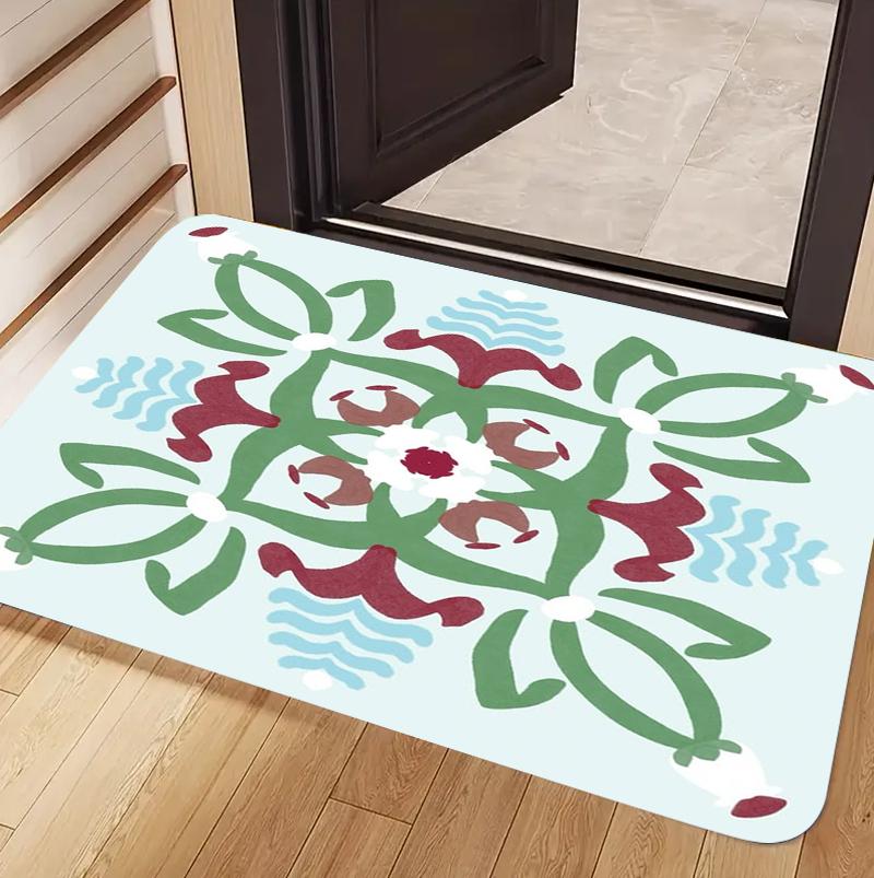 

Vintage Boho Floral Doormat Bohemian Flower Print Non Slip Entryway Floor Mat for Front Door Home Decor Cozy 40x60cm