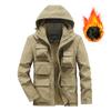 Winter Velvet Thickened Multi-pocket Cotton-padded Jacket Casual Detachable Sleeve Tooling Cotton-padded Jacket