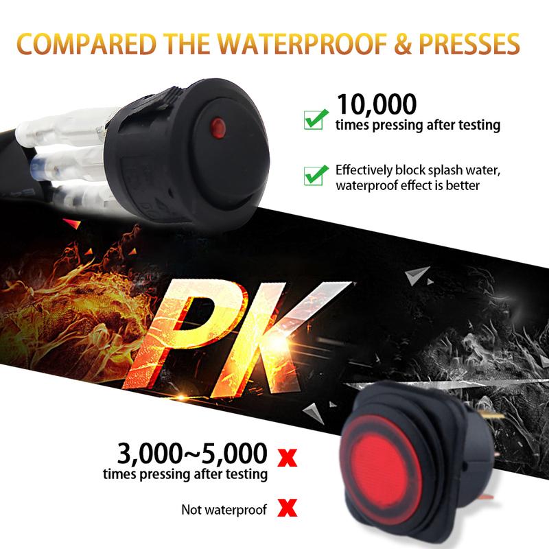 UNI-SHINE Waterproof Wire Harness Sockets Kit Relay Led Light Bar Wires Relay Connector Switch Led Work Light for ATV Truck SUV
