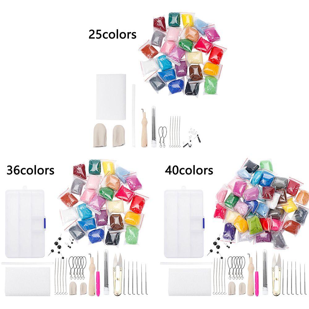 Useful Starter Tool Kit Foam Mat Wood Handle Sewing Tool Set Needle Felting Kit Wool Roving Felting