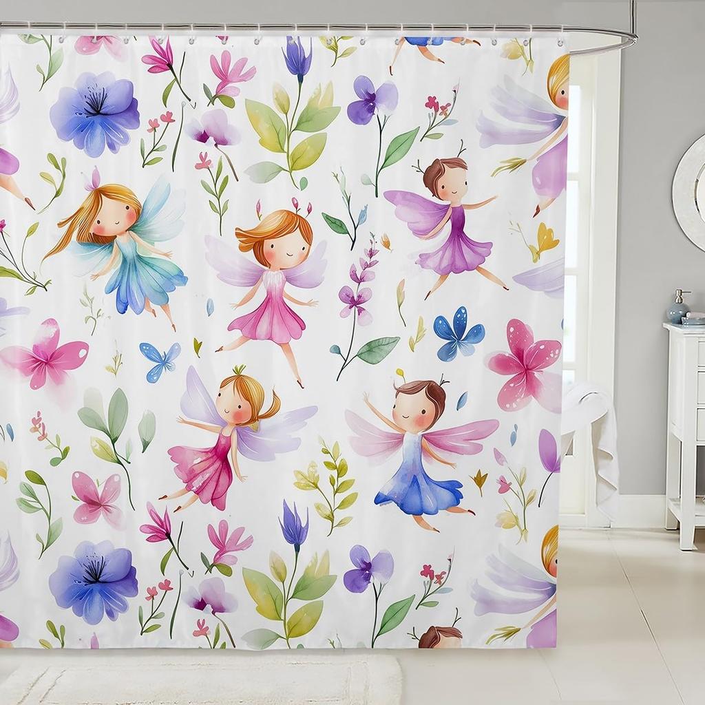 Cartoon Pig Shower Curtain Leopard Bow Bath Curtain for Boys Girls Teens Lovely Animal Cheetah Bathroom Shower Curtain Set
