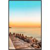 Bellissimo Paesaggio di Città Costiera Tramonto Crepuscolo Cavalletto Faro Poster Pittura su Tela Per Soggiorno Casa Arte Decorazione Moderna