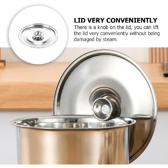 Milisten Stainless Steel Taste Cup Lid Mini Saucepan Lid Cookware Metal Seasoning Universal for Pots and Pans Universal Pot Stainless Steel 8 Inch