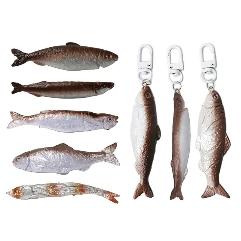 Lovely Creative Dried Fish Keychain Keyring Funny Salted Fish Hairpin Hair Clip