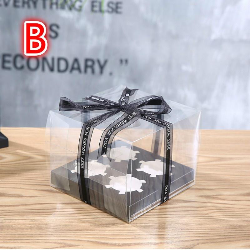 1PCS/Cup Cake Box Transparent Cake Box Paper Cup Cake Box 2 Tablets 4 Tablets 6 Tablets 12 Tablets