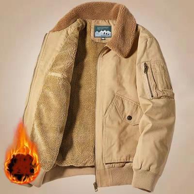 Men's Oversized Winter Casual Workwear Jacket with Fleece Lining and Thickened Construction