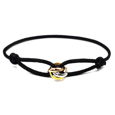 Pulseira de Luxo Unissex Zalman GDS888 com 3 Fivelas de Metal Corrente de Mão Ajustável Pulseira de Corda Masculina para Mulheres Joias Presentes