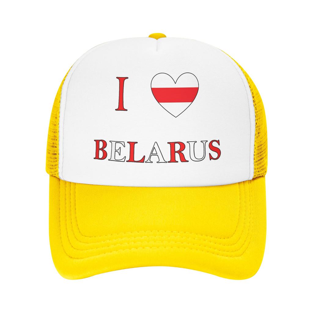 Summer Mesh Sun Hats I Love Belarus  Spring Baseball Cap Trucker Hat  FeUnisex Unisex Custom Logo Tennis Skate Baseball Caps