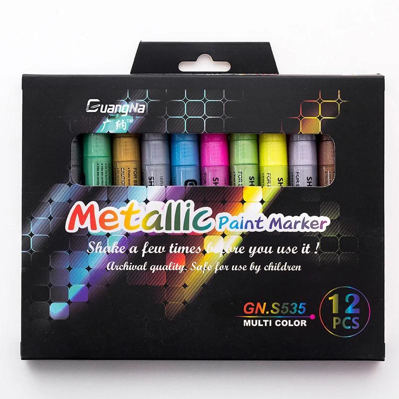 

12pcs Colored Metallic Flash Paint Markers Pen Art Marker School Office Calligraphy Drawing Pen Office Supplies Supplies 2- Practical Use