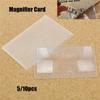 5/10PCS Bolso de Carteira de Plástico Transparente Lupa 3X Ferramenta de Ampliação Tamanho de Cartão de Crédito