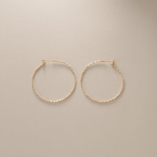 K18 Mirror Cut Bead Hoop Earrings Yellow Gold 00 [Kokoshnick] (small) (100)