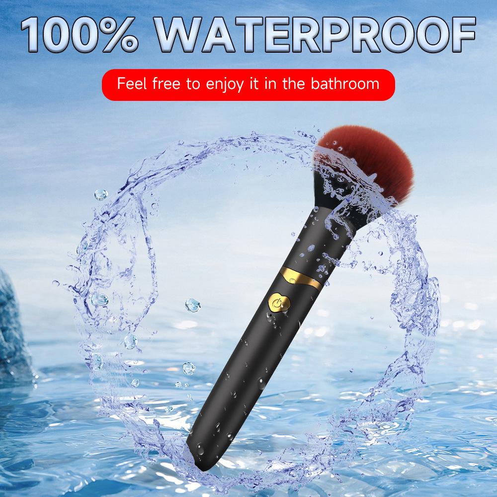 Multi-Function 10-Speed Vibration Wand & Soft Bristle Makeup Brush for Women