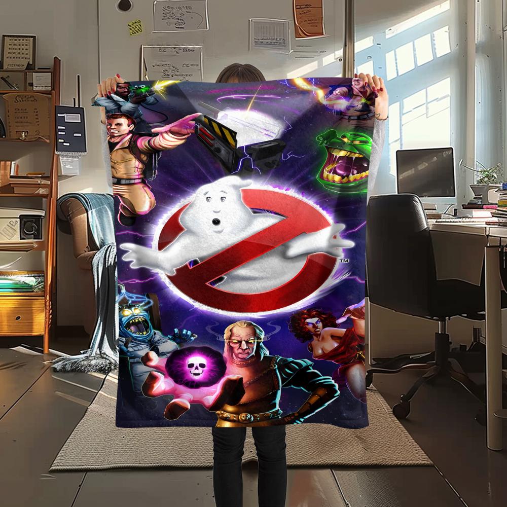 1 STuks Ghostbusters Print Flanellen Deken, Hoge Kwaliteit, Alle Seizoenen, Woondecoratie, Warmte en Comfort, Perfect voor Kerstcadeaus