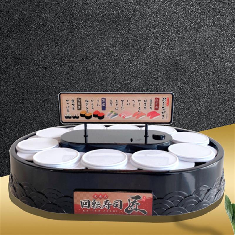 360 Degree Automatic Rotary Sushi Machine Conveyor Sushi Dessert Cupcake Turntable Display Stand Wedding Birthday Party Supplies