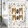 Happy Mother's Day Floral Mom Text Shower Curtain, Bathroom Decorative Shower Curtain, Waterproof Shower Curtain with Hooks