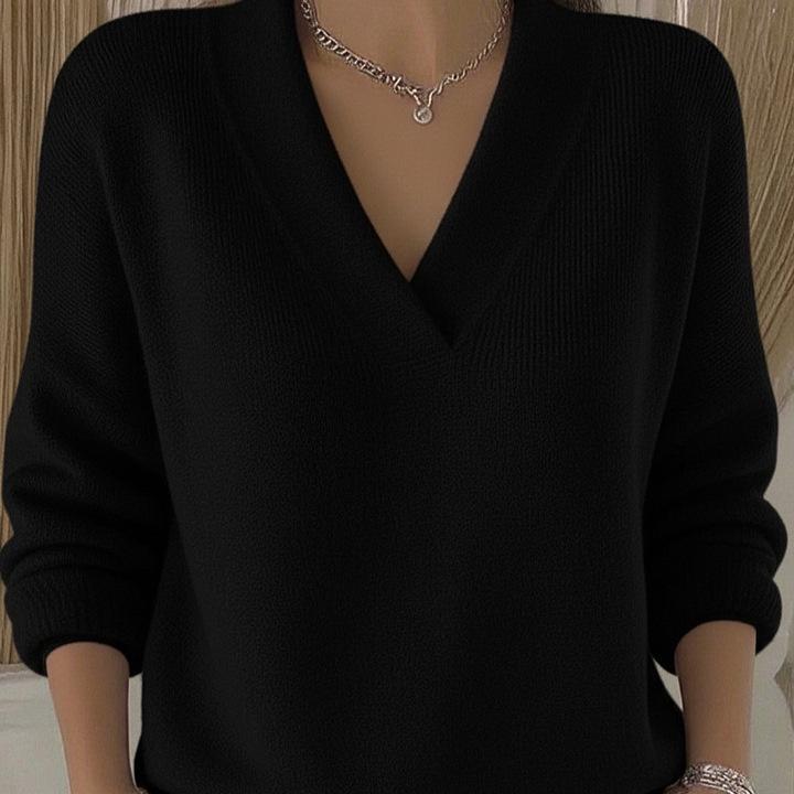 2026 European Soft V-neck Fluffy Long Sleeve Sweater – Loose Knit Base Layer for Autumn