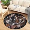 1Pcs Tiger Print Round Area Rug Indoor Non-Slip Washable Fiber Carpet Soft Comfortable Mat For Bedroom Living Room
