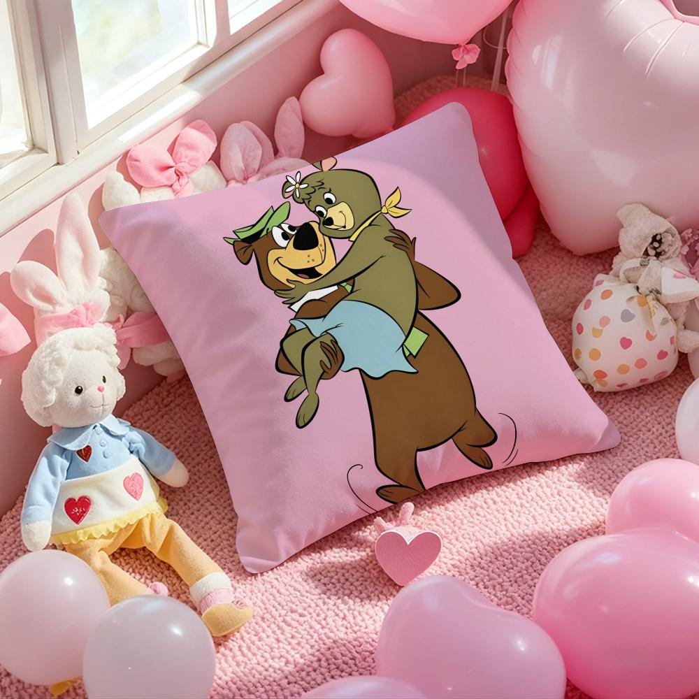 Y-Yogi B-Bear Anime Cushion Cover Pattern Printed Pillowcase for Living Room Sofa Cushion Cover & Bedroom Decor