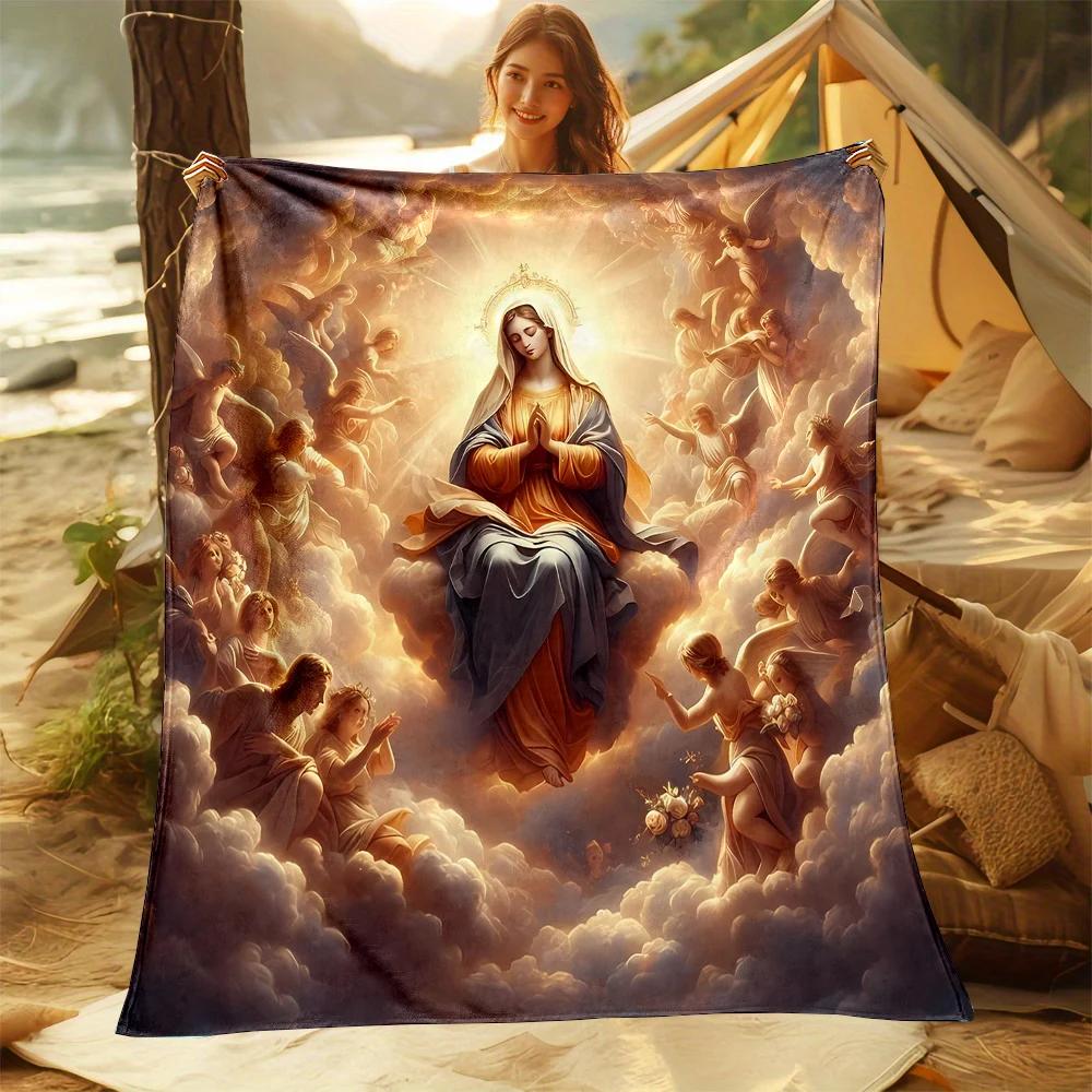 3D Warm Virgin Mary Pray Blanket,Soft Throw Blanket for Home Bedroom Bed Sofa Picnic Travel Office Rest Cover Blanket Kid‘s Gift