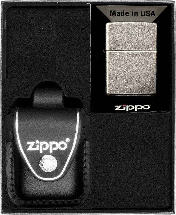 Zestaw Zippo Zapalniczka Antique Silver Prezentowy No3