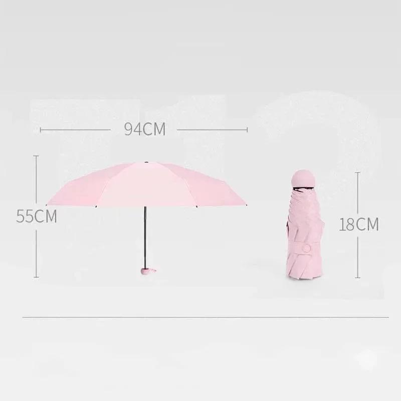 1 Piece of 6-Rib Umbrella with Storage Bag, Uv Protection Umbrella, Small and Portable, Suitable for Commuting, Travel and Photo