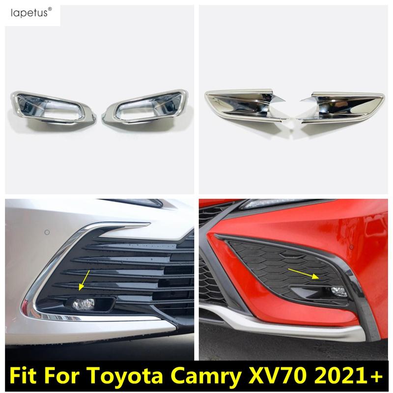 Front Bumper Fog Lights Lamps Frame Decoration Cover Trim For Toyota Camry XV70 ABS Chrome Accessories Exterior