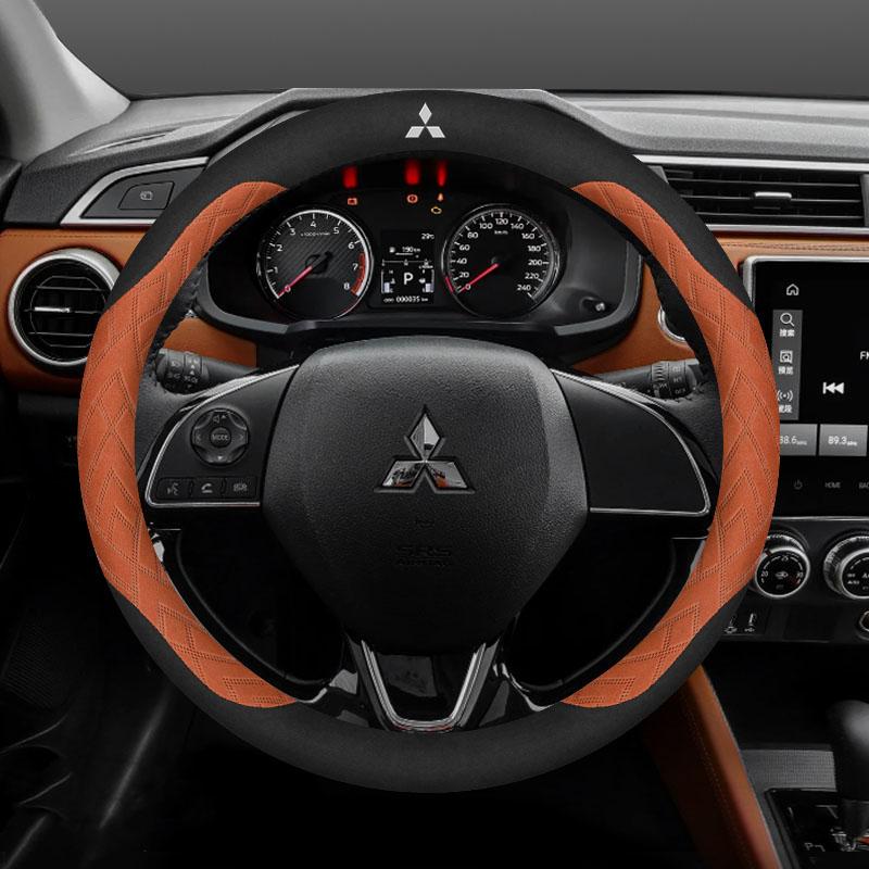 For Mitsubishi Outlander Pajero Asx Colt Lancer Delica Evolution L200 Triton RALLIART Anti-slip Car Suede Steering Wheel Cover