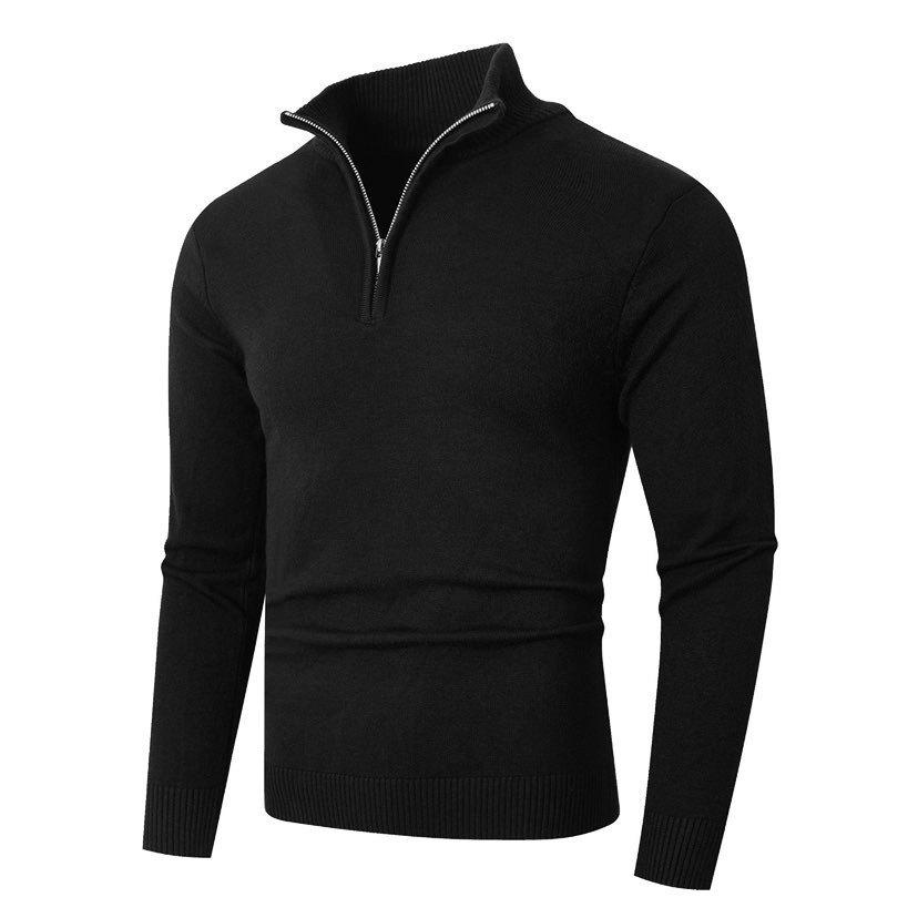 Autumn/Winter Men's Half-Zip Stand Collar Solid Color Knit Sweater Fashion Base Layer