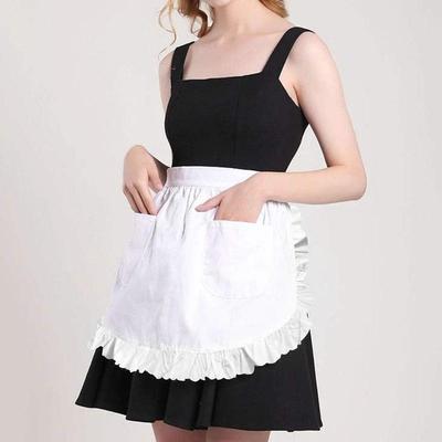 1 Stück Kellnerin Dienstmädchen Stil Taillenschürze Cosplay Kostüm Schwarz Weiß Rosa Kochschürzen Niedliche Polyester Halbschürze Küchenparty