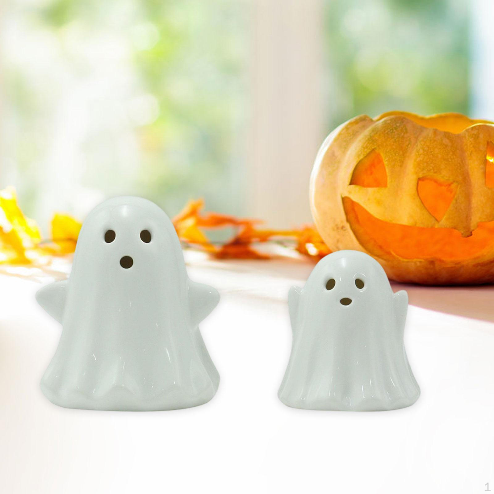 

2x LED Ceramic s Halloween Decorations Light up Decor Small Figurines for Kitchen
