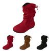 Women's Comfortable Round Toe Low Heel Flat Sole Casual Fashion Lace Up Simple Soft Mid Chicken Rain Boots for Women Wide Calf