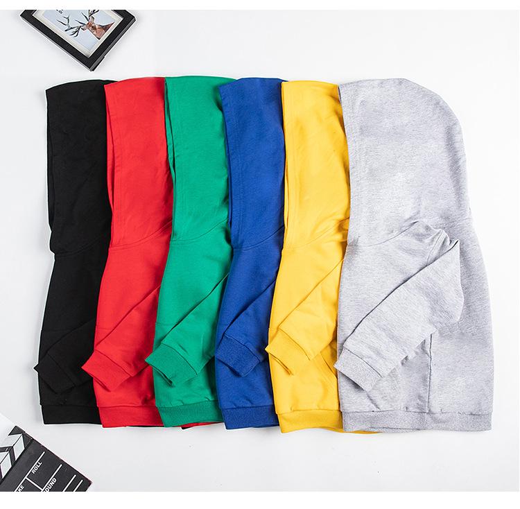 Autumn/Winter Solid Color Hooded Sweatshirt for Kids, Casual Top/Outerwear, Custom Patterns Available
