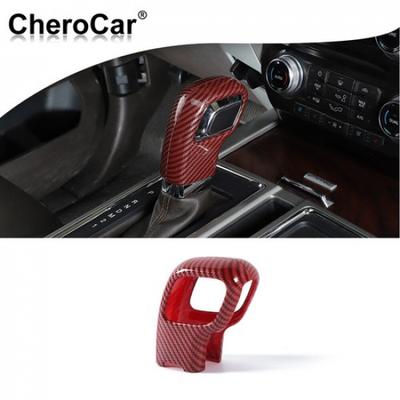 Red Carbon Fiber Car Gear Shift Knob Cover Interior Trim for Ford F150 2015-