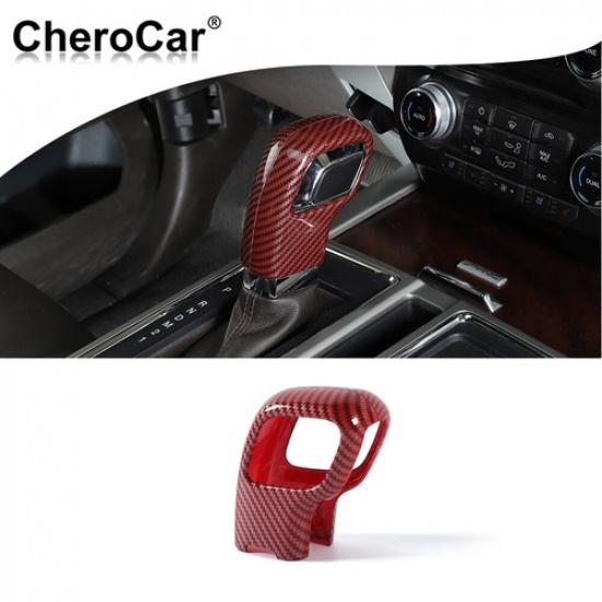 

Red Carbon Fiber Car Gear Shift Knob Cover Interior Trim for Ford F150 2015-