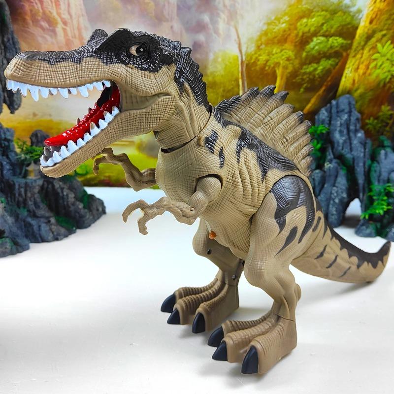 Electric Walking Dinosaur Robot Toy with LED Lights And Sounds Spraying Function Mechanical Model for Kids Birthday Gifts