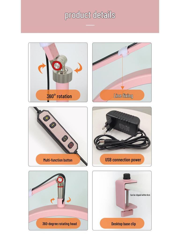 16" U-Shaped Cantilever Desk Lamp, 20W for Nail Art, Eyelash, Eyebrow, Tattoo & Beauty Lighting