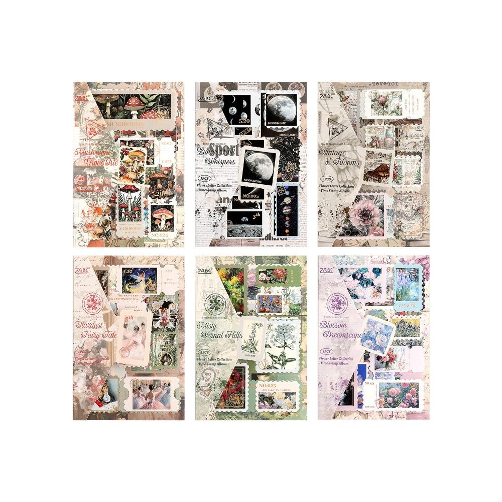 Retro Europäische Florale Buchstaben Zeit Sammlung Journal Aufkleber Goldfolien Abziehbilder für Scrapbook Vintage Handgemachte Bastelbedarf